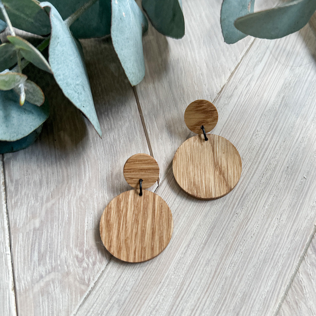 Round wooden deals earrings