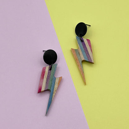 Confetti Lightning Bolt Timber Dangle Earrings