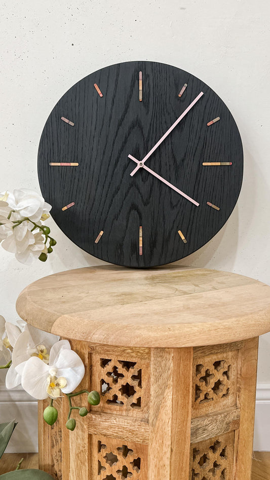 Brushed White Oak and Confetti Maple Wall Clock