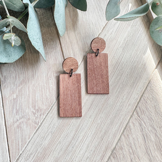 The Oblong Dangle Timber Earrings - Brushbox